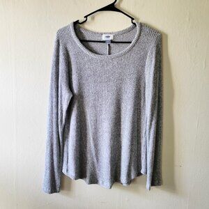 Super Soft Ribbed Long Sleeve Top Marbled Gray Size M